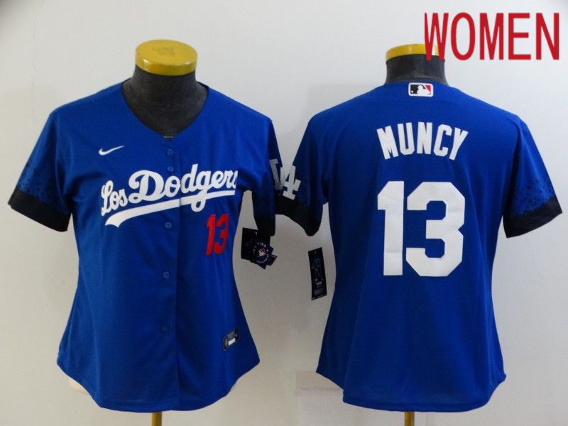 Women Los Angeles Dodgers #13 Muncy Blue City Edition Nike 2021 MLB Jersey
